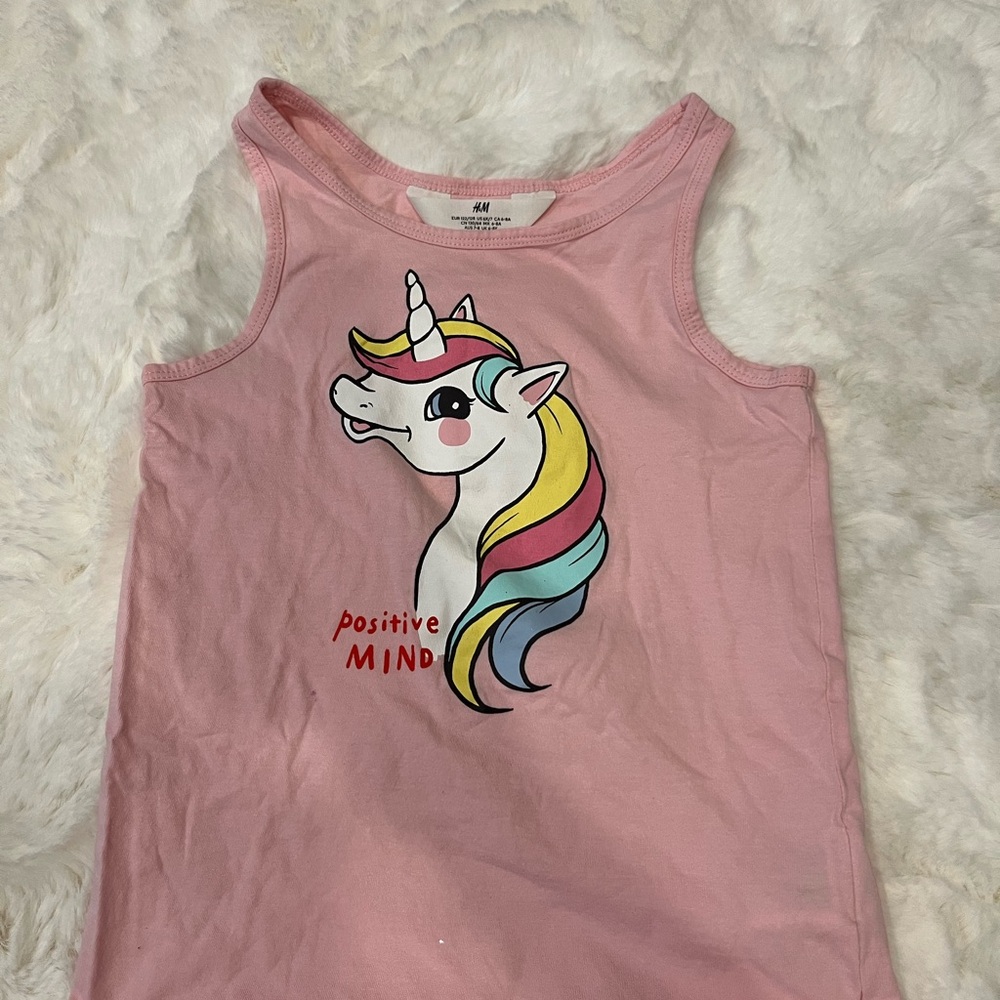 H&M Pink Unicorn Kids Tank Top